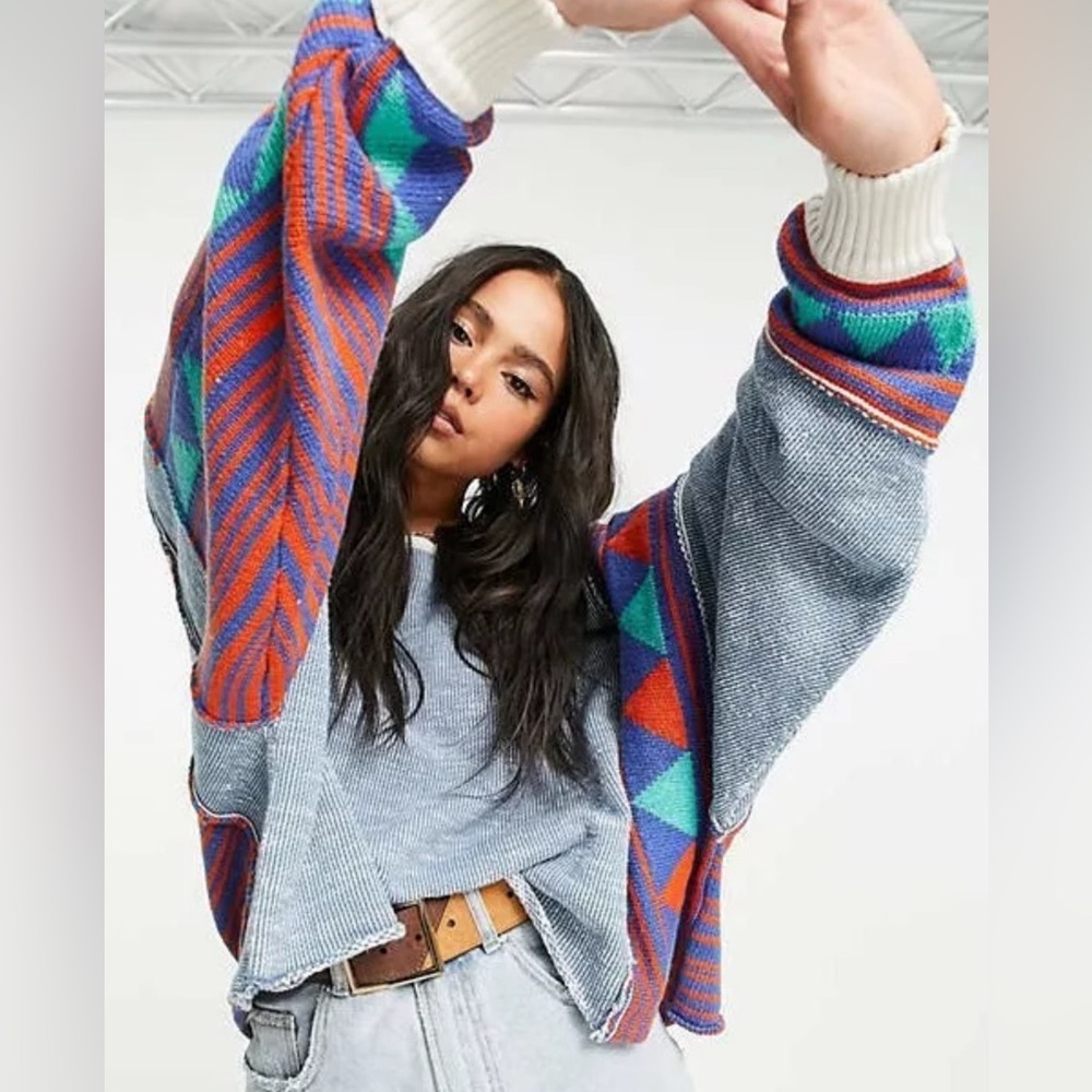 Free People Bermuda combo oversized sweater - Picture 2 of 11